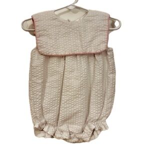 Seersucker White and Pink Kids One Piece Bodysuit bubble